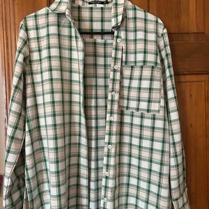 Nasty Gal Green and White Plaid womens Shirt